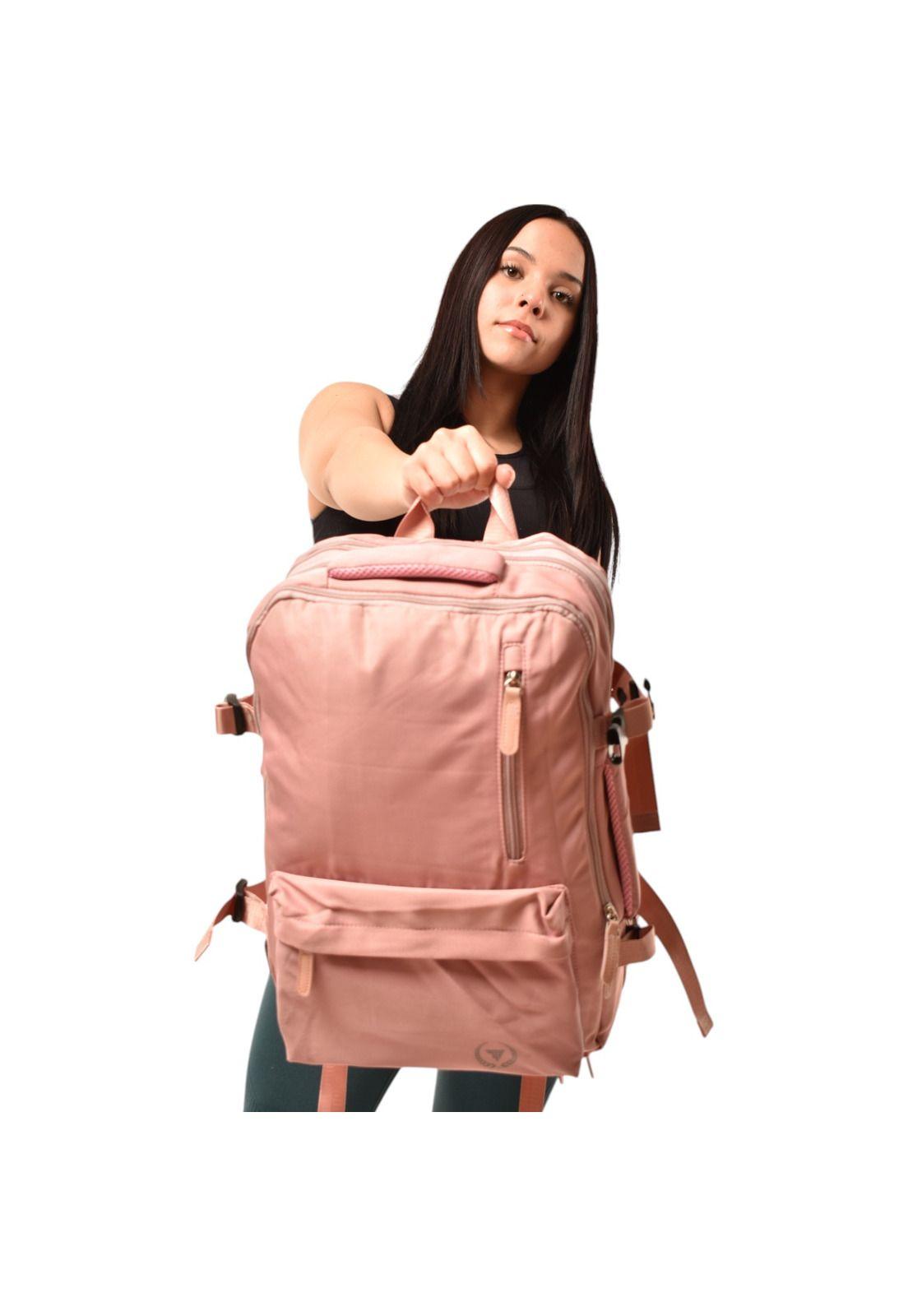 Mochila de viaje expandible 39L Metis Rosada Titanfit-1