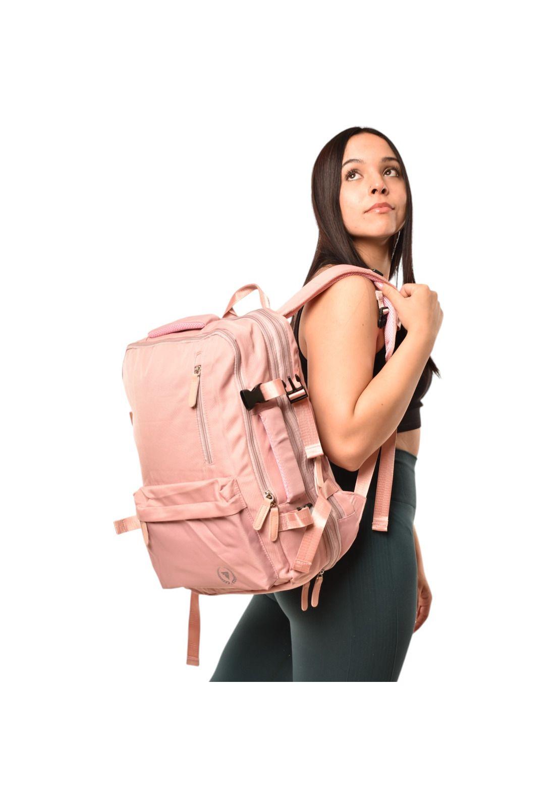 Mochila de viaje expandible 39L Metis Rosada Titanfit-2