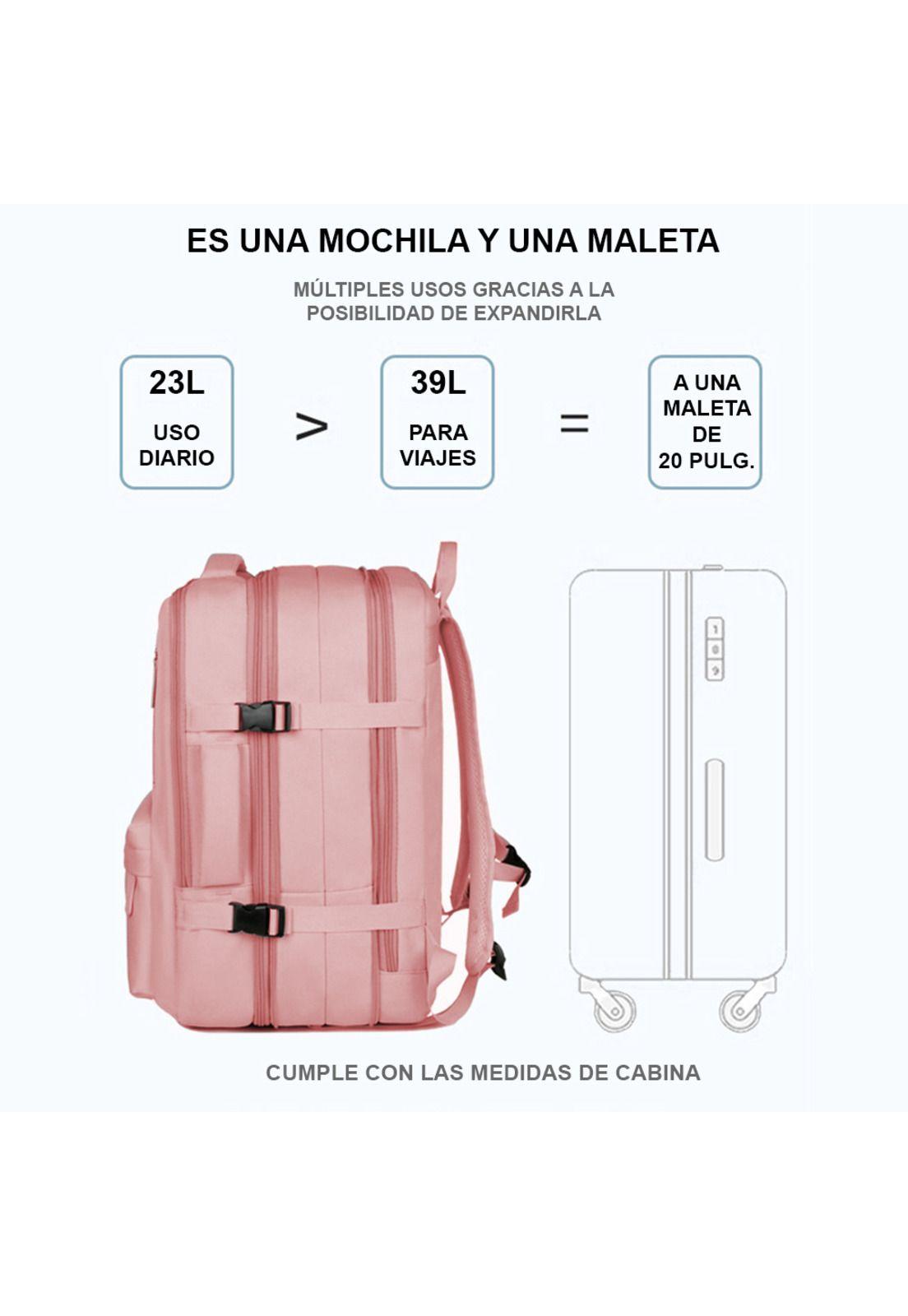 Mochila de viaje expandible 39L Metis Rosada Titanfit-4