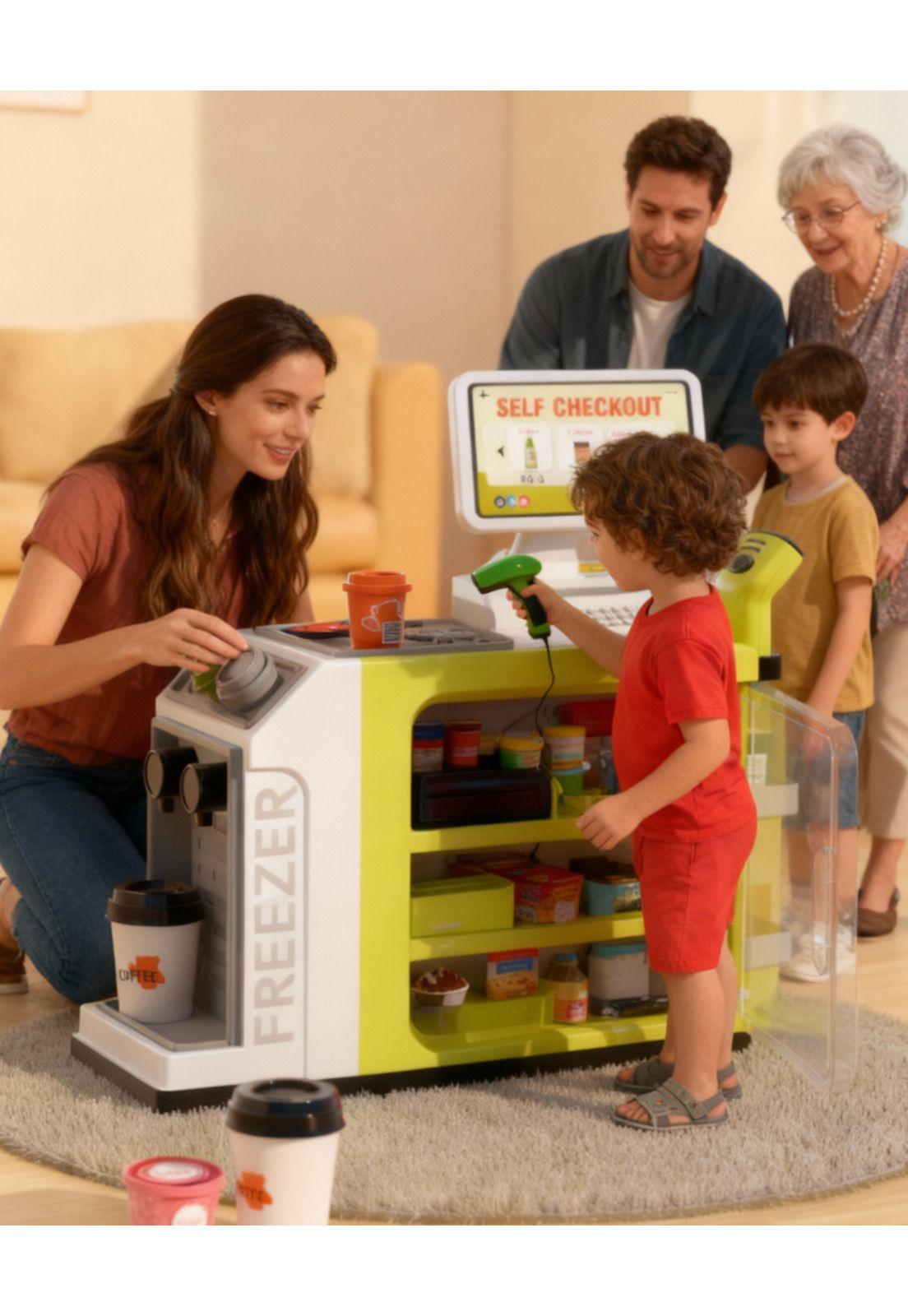 Mostrador supermercado café de juguete con escáner caja-2
