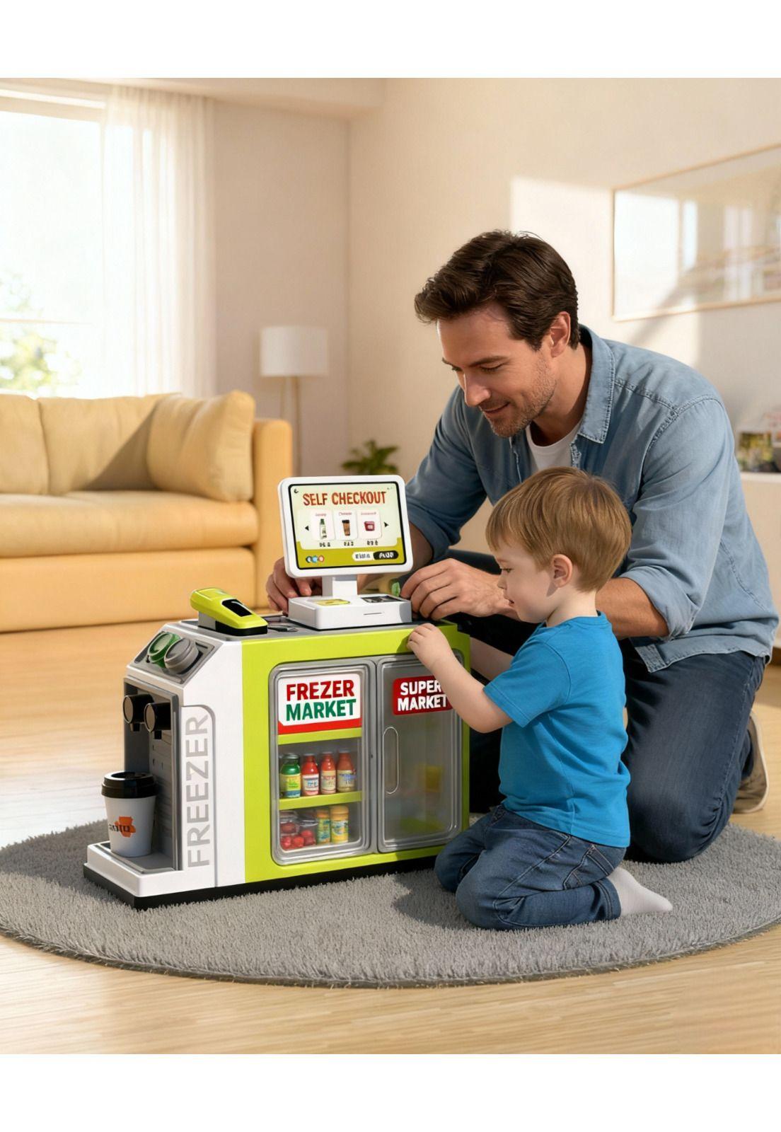 Mostrador supermercado café de juguete con escáner caja-4