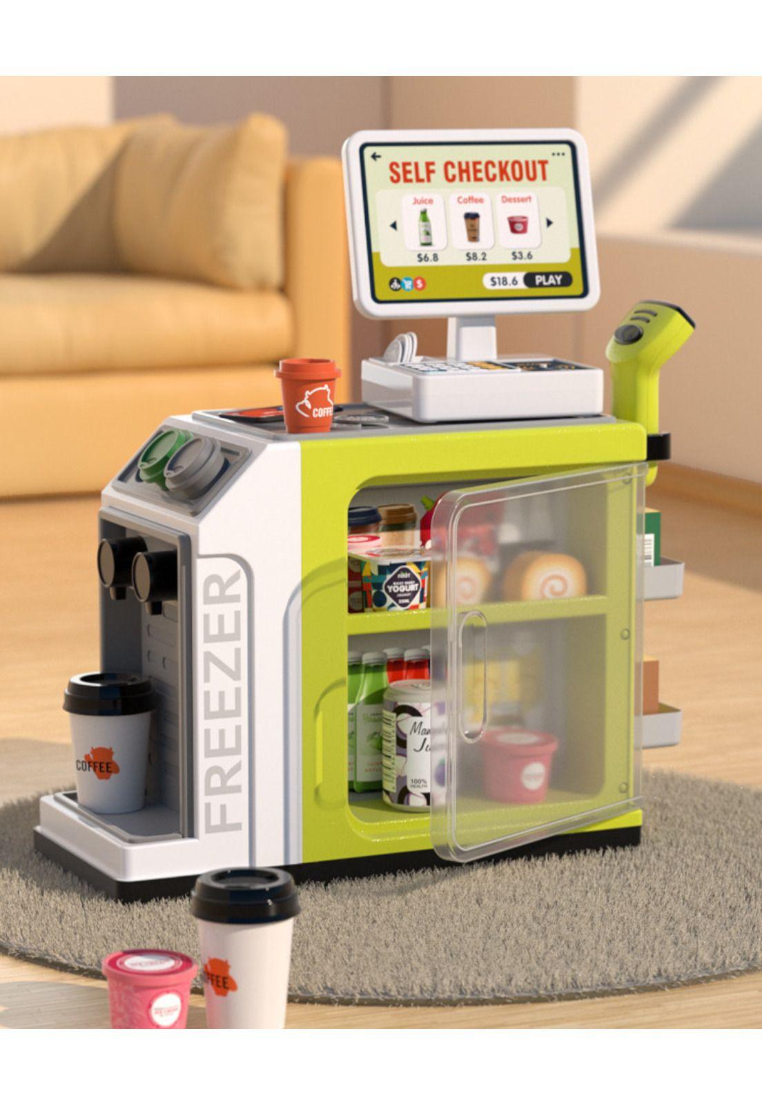 Mostrador supermercado café de juguete con escáner caja-6