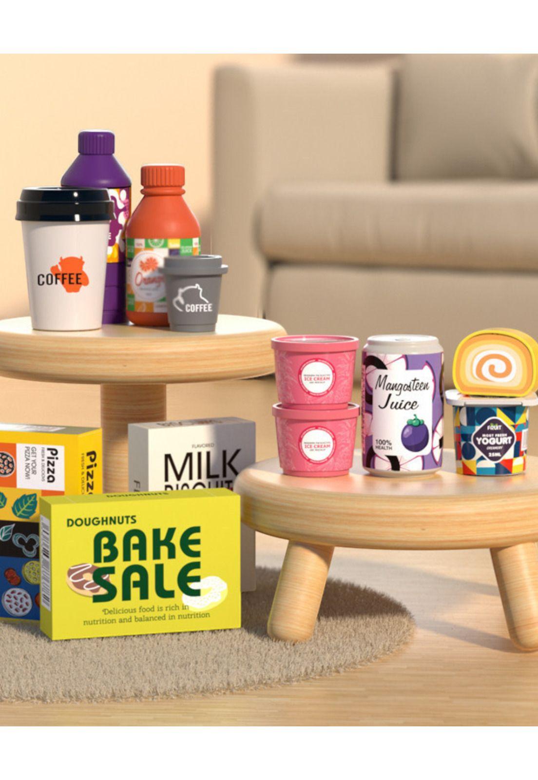 Mostrador supermercado café de juguete con escáner caja-7