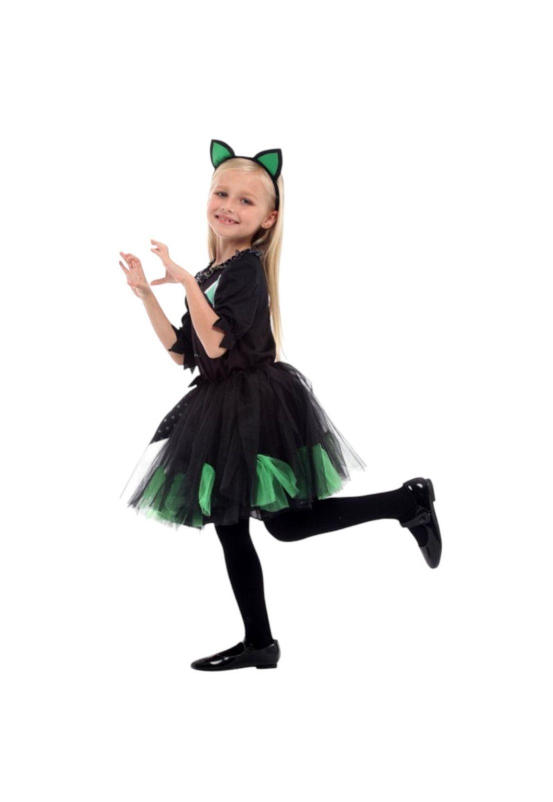 Disfraz Infantil Gato Verde Vestido Niña-2