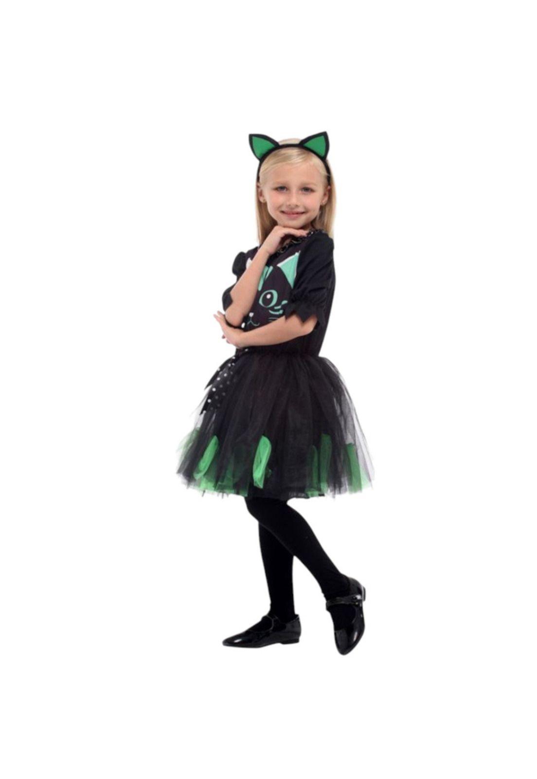 Disfraz Infantil Gato Verde Vestido Niña-3