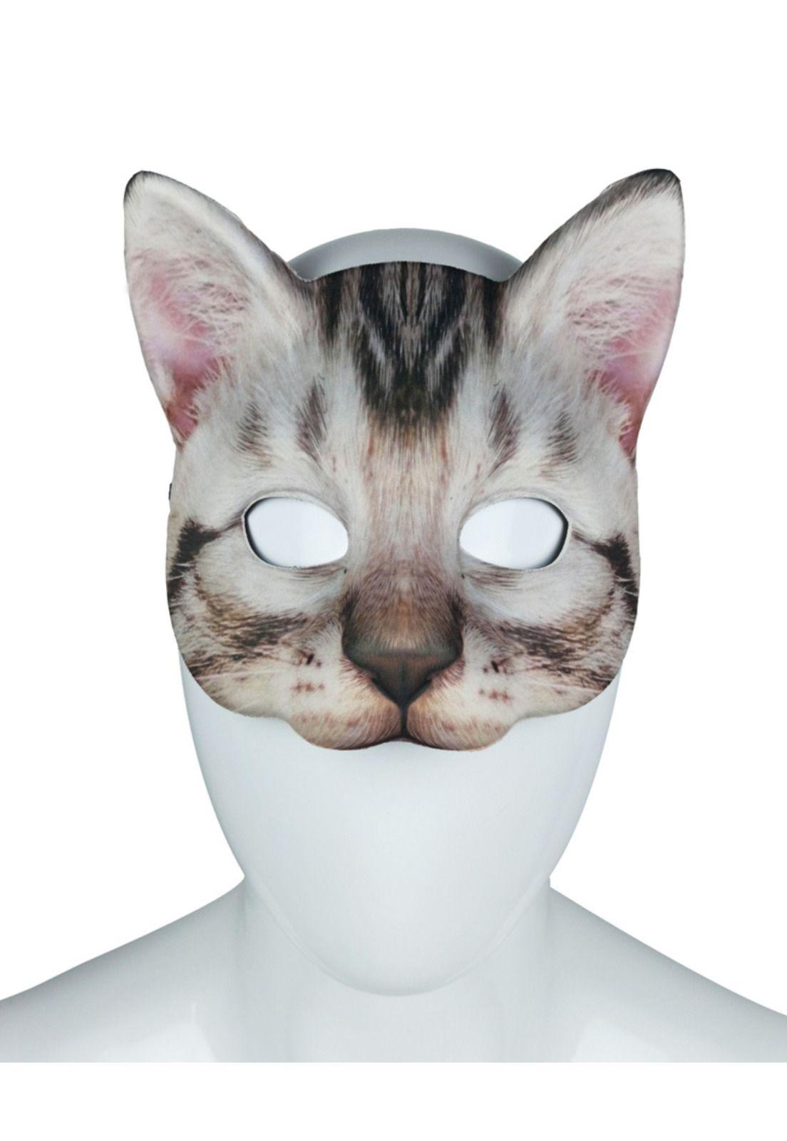 Máscara De Gato Realista Disfraz Cotillón Halloween-2
