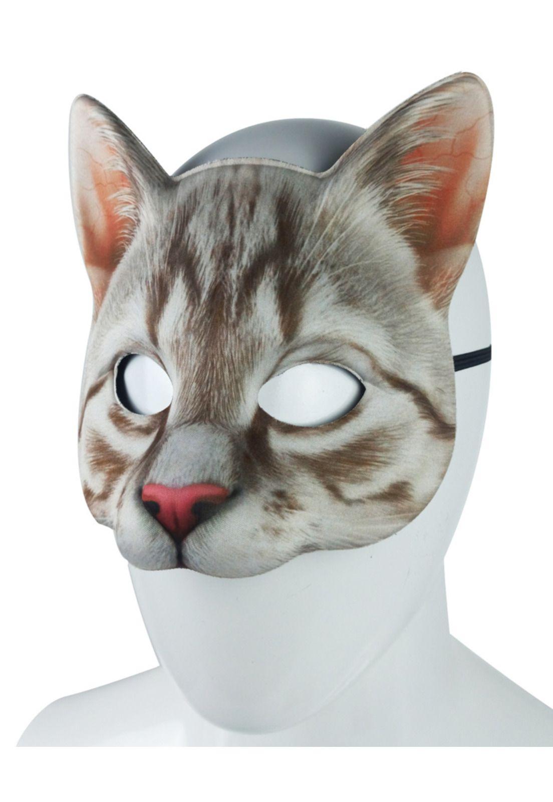 Máscara De Gato Realista Disfraz Cotillón Halloween-3