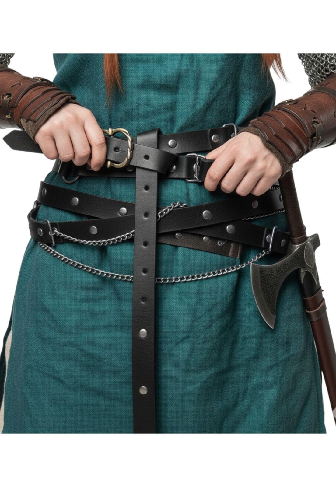 Cinturón Vikingo Medieval Cuero Sintético Accesorio Cosplay-1