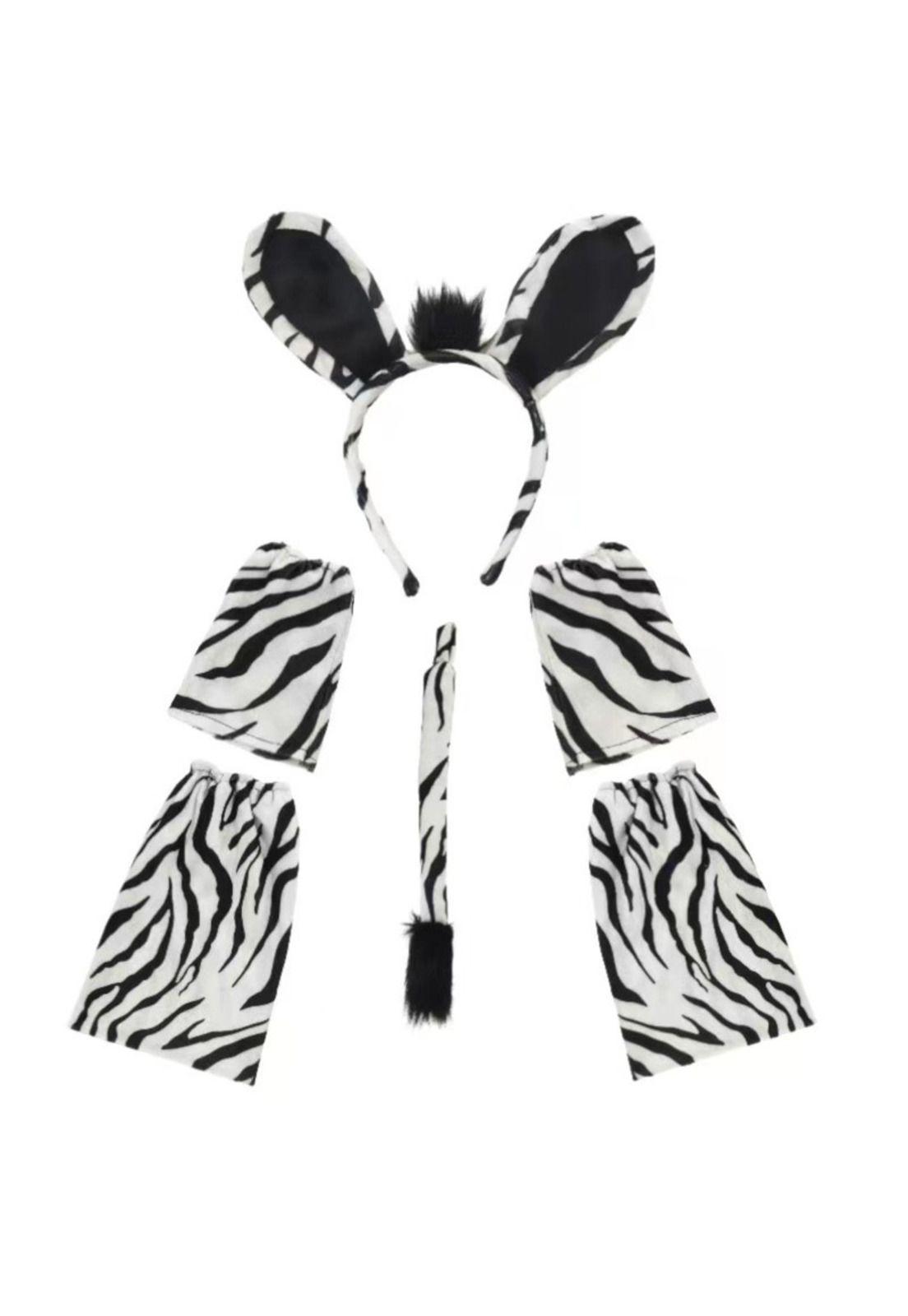 Accesorios Disfraz Cebra Animal Orejas Colas y Patas-0