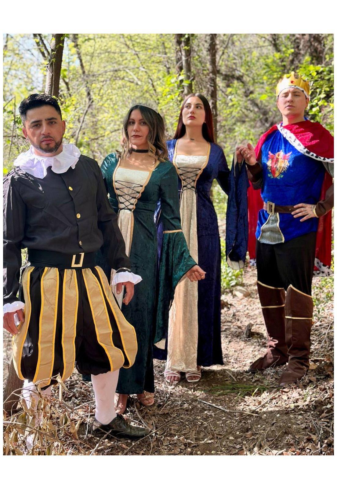 Disfraz Medieval Renacentista para Mujer  Vestido Largo con Cordones Gótico-3