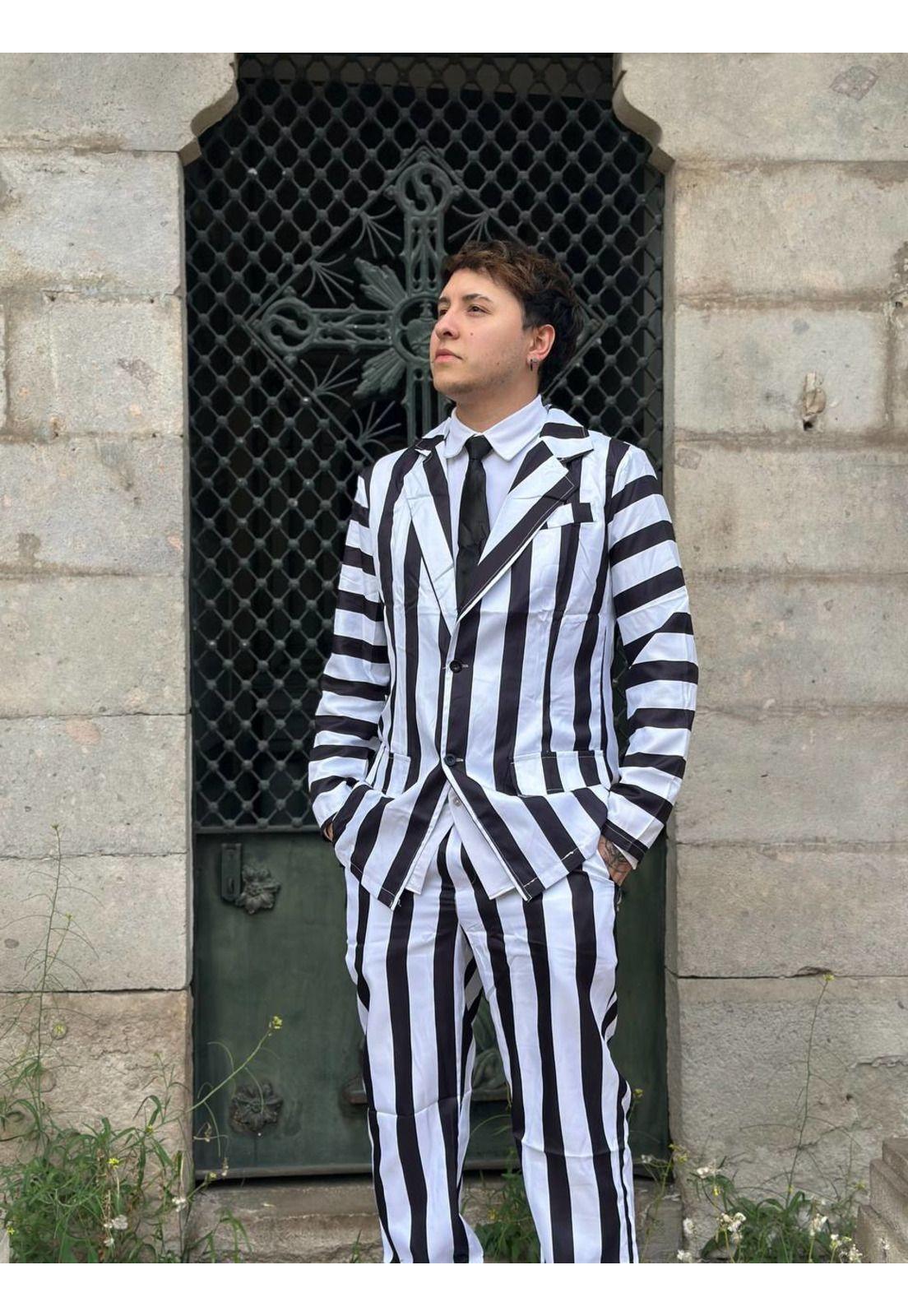 Disfraz Beetlejuice Halloween Con Corbata-3