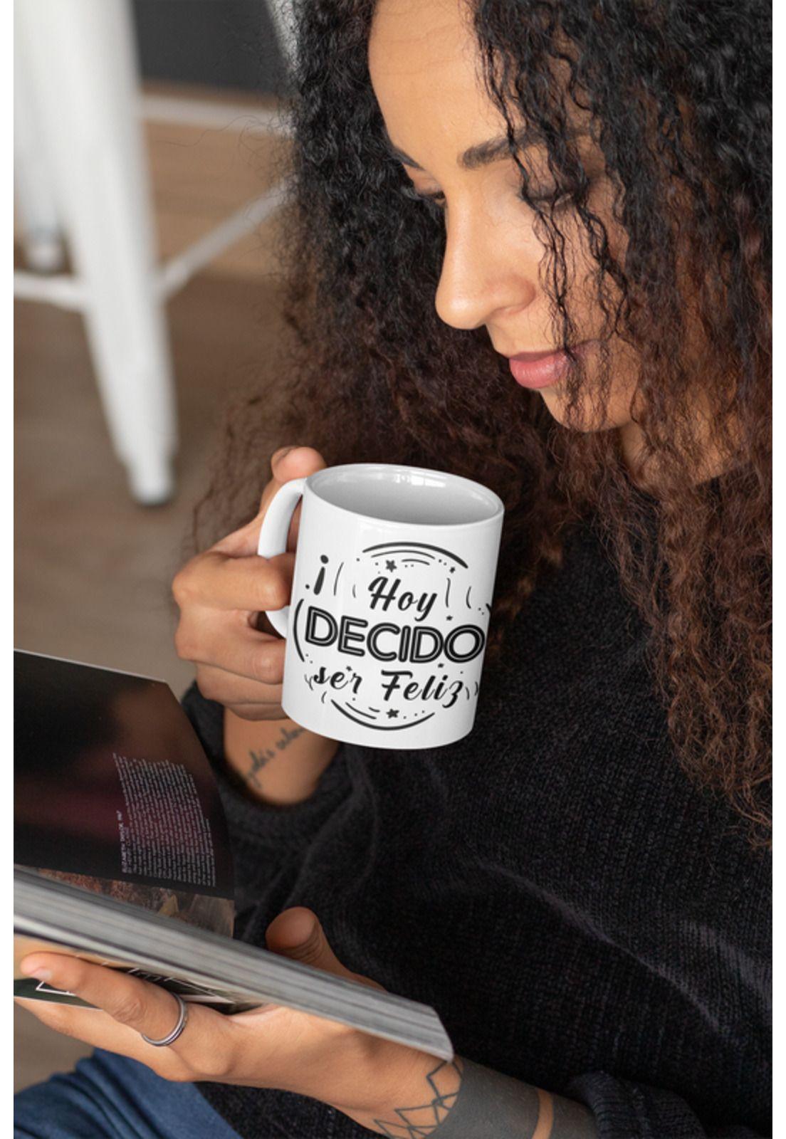 Tazones tazas blancas Hoy decido ser feliz Frase motivacion-3