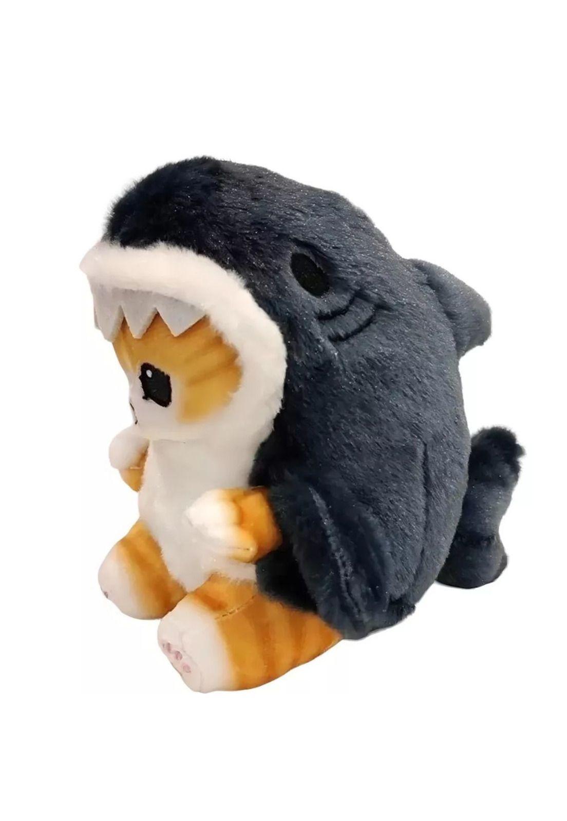 Peluche Gatito Michi Kawaii Con Disfraz Tiburon 30 CM-1