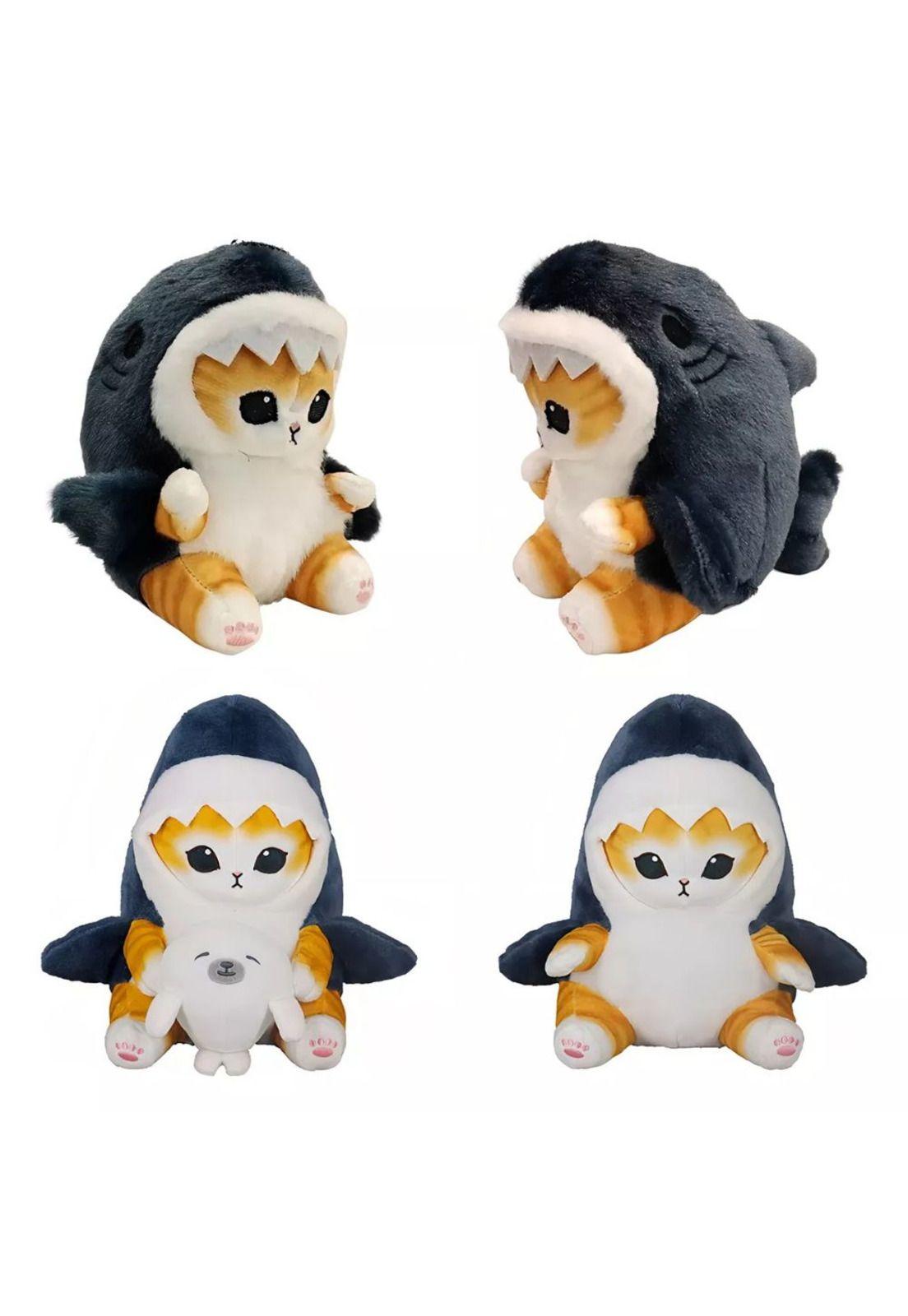 Peluche Gatito Michi Kawaii Con Disfraz Tiburon 30 CM-2