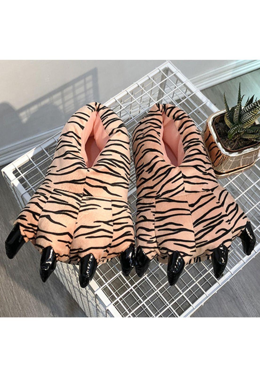 Pantuflas De Garra De Monstruo Suaves Y Cálidas Trigre-3