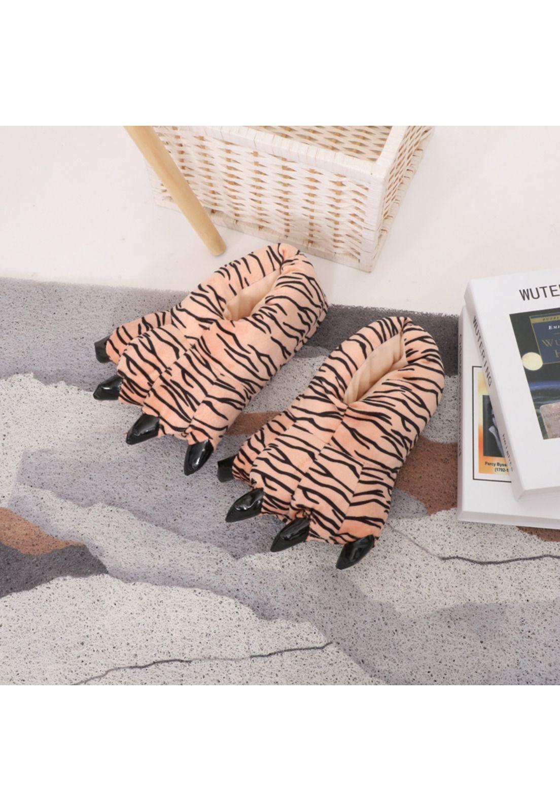 Pantuflas De Garra De Monstruo Suaves Y Cálidas Trigre-4
