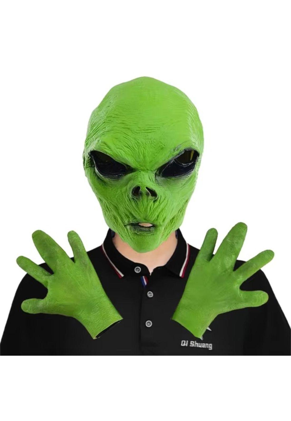 Mascara Marciano con Guantes Alien Verde-1