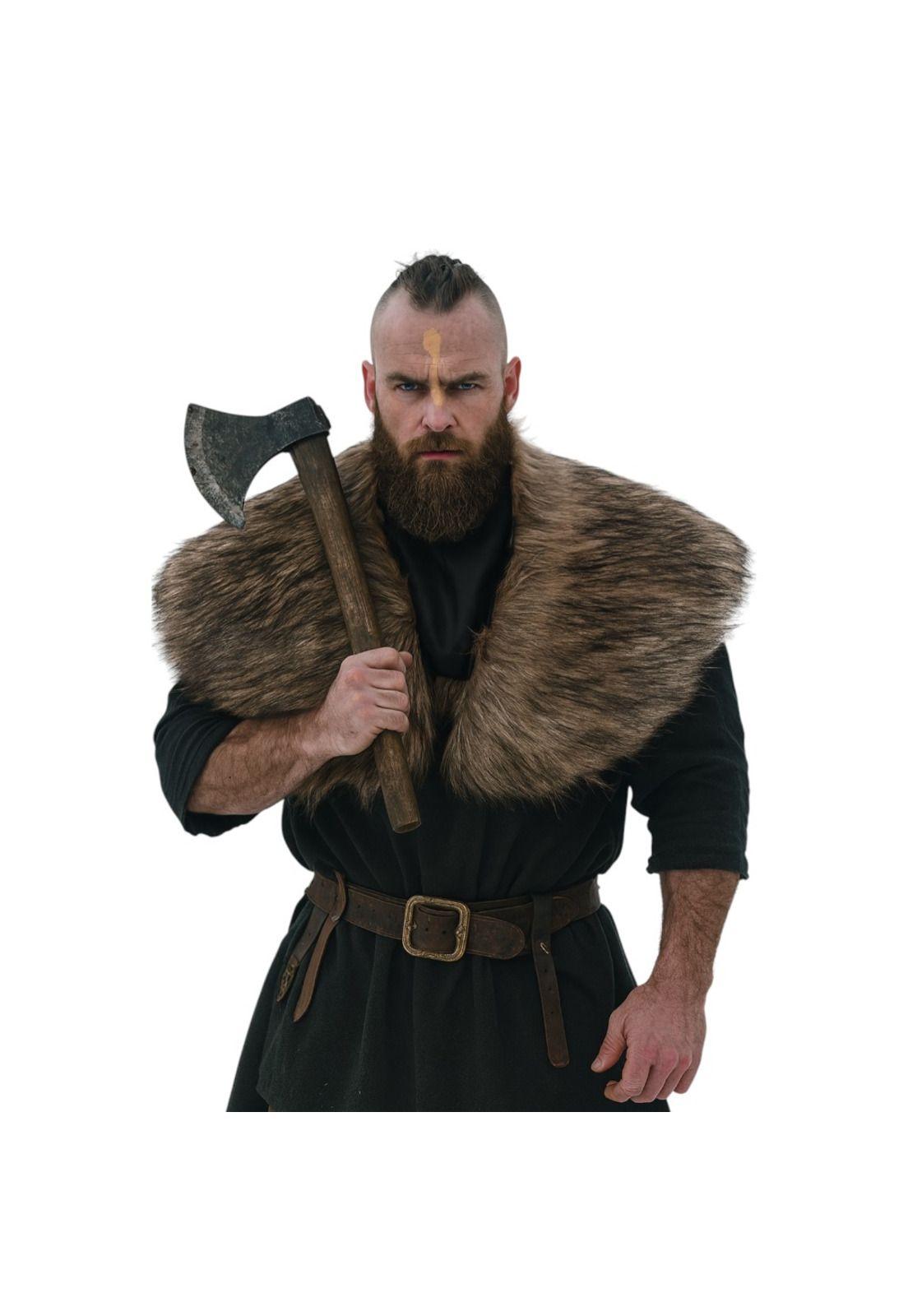 Chal Vikingo Disfraz Medieval Hombre Cuello Pelaje-2