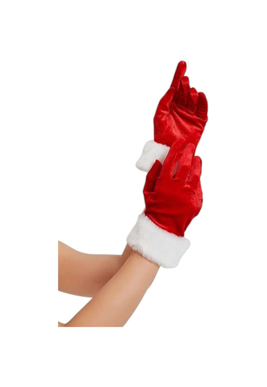 Guantes Rojos Navideños Estilo Tercipelo-3