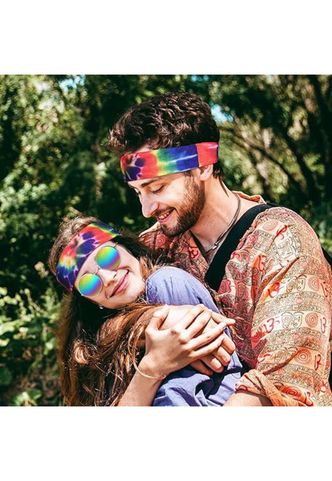 Set de Disfraz Hippie Lentes Bandana y Collar-2