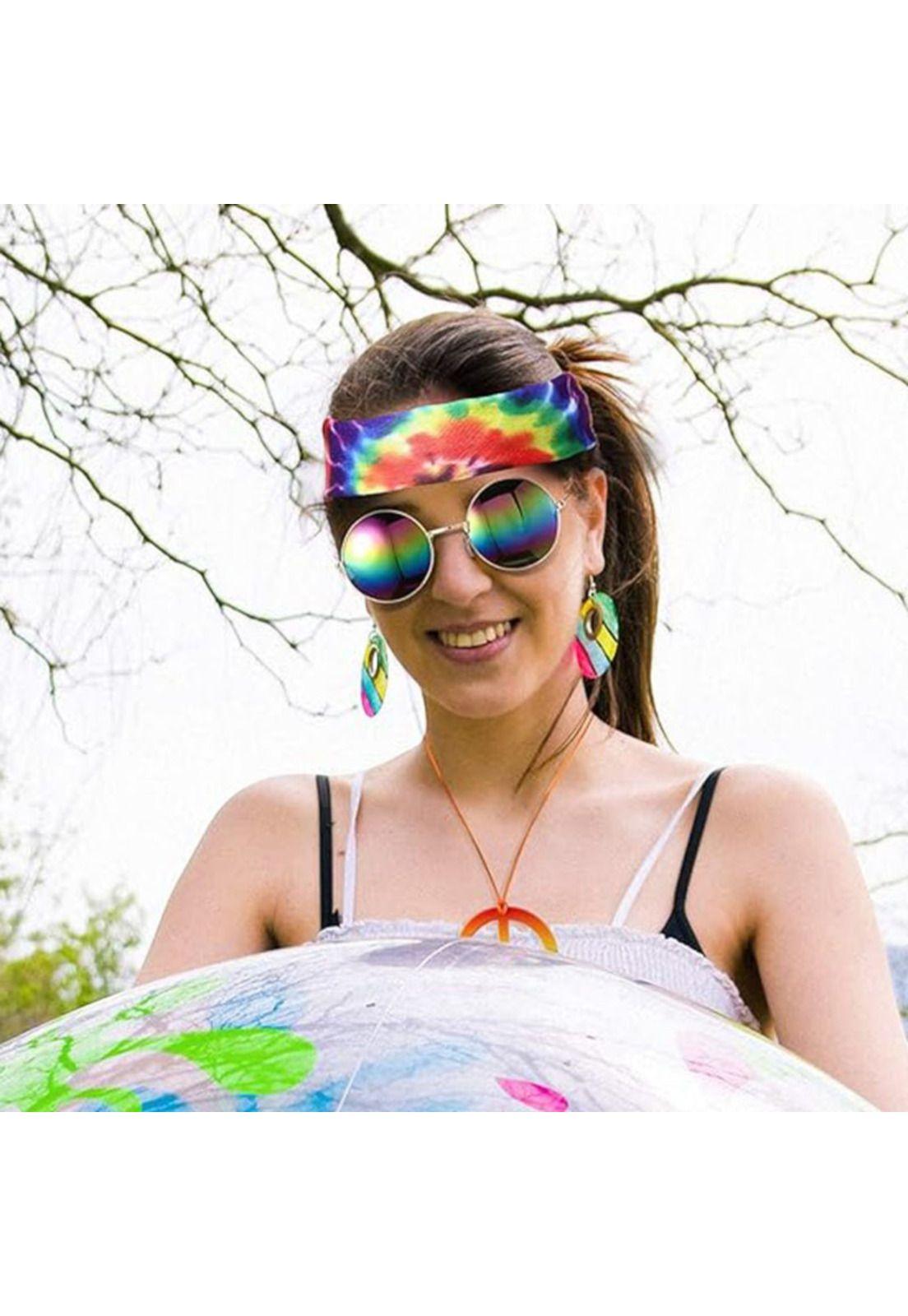 Set de Disfraz Hippie Lentes Bandana y Collar-3