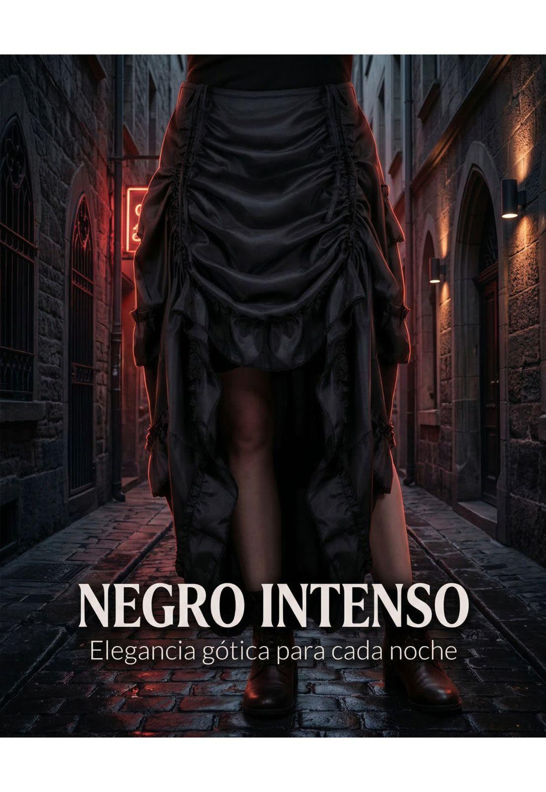 Falda Steampunk Gótica Pirata Larga Con Frunces Disfraz-9