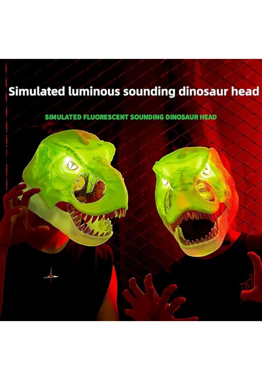 Mascara Infantil De Dinosaurio Rex Neón Luz Y Movimiento-4