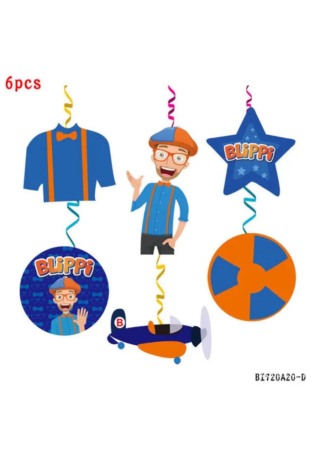 Pack Cumpleaños Blippi Globos Toppers Cinta, Cotillon y Mas-2