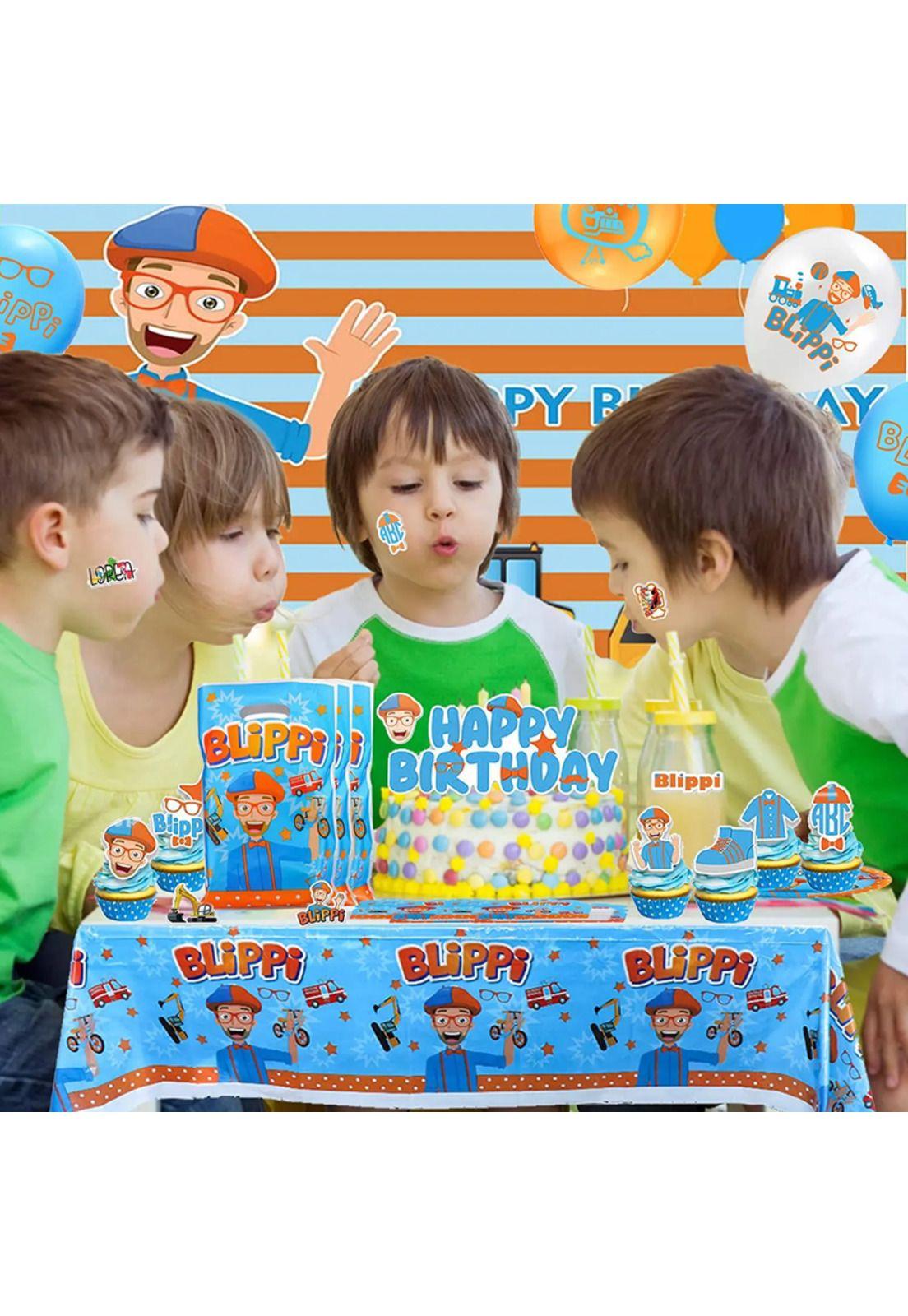 Pack Cumpleaños Blippi Globos Toppers Cinta, Cotillon y Mas-4