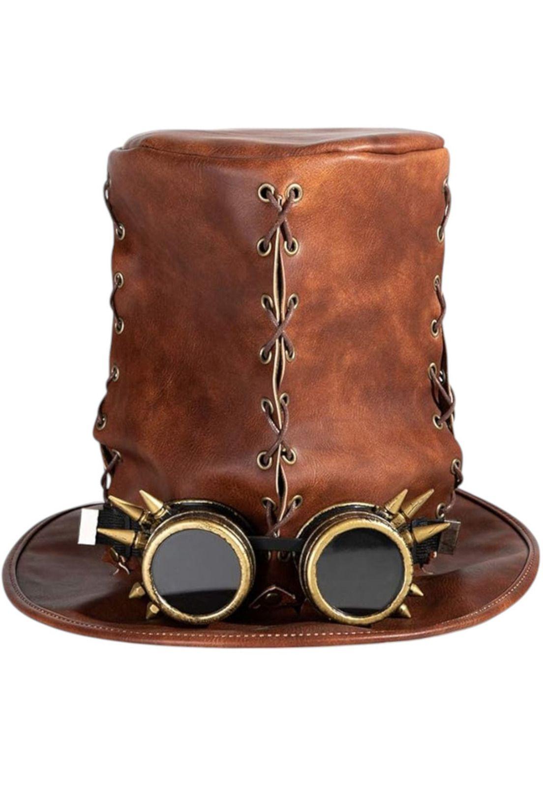 Sombrero Copa Disfraz SteamPunk Cuero Premium-0