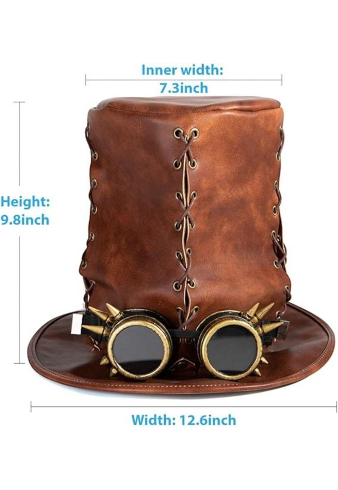 Sombrero Copa Disfraz SteamPunk Cuero Premium-1