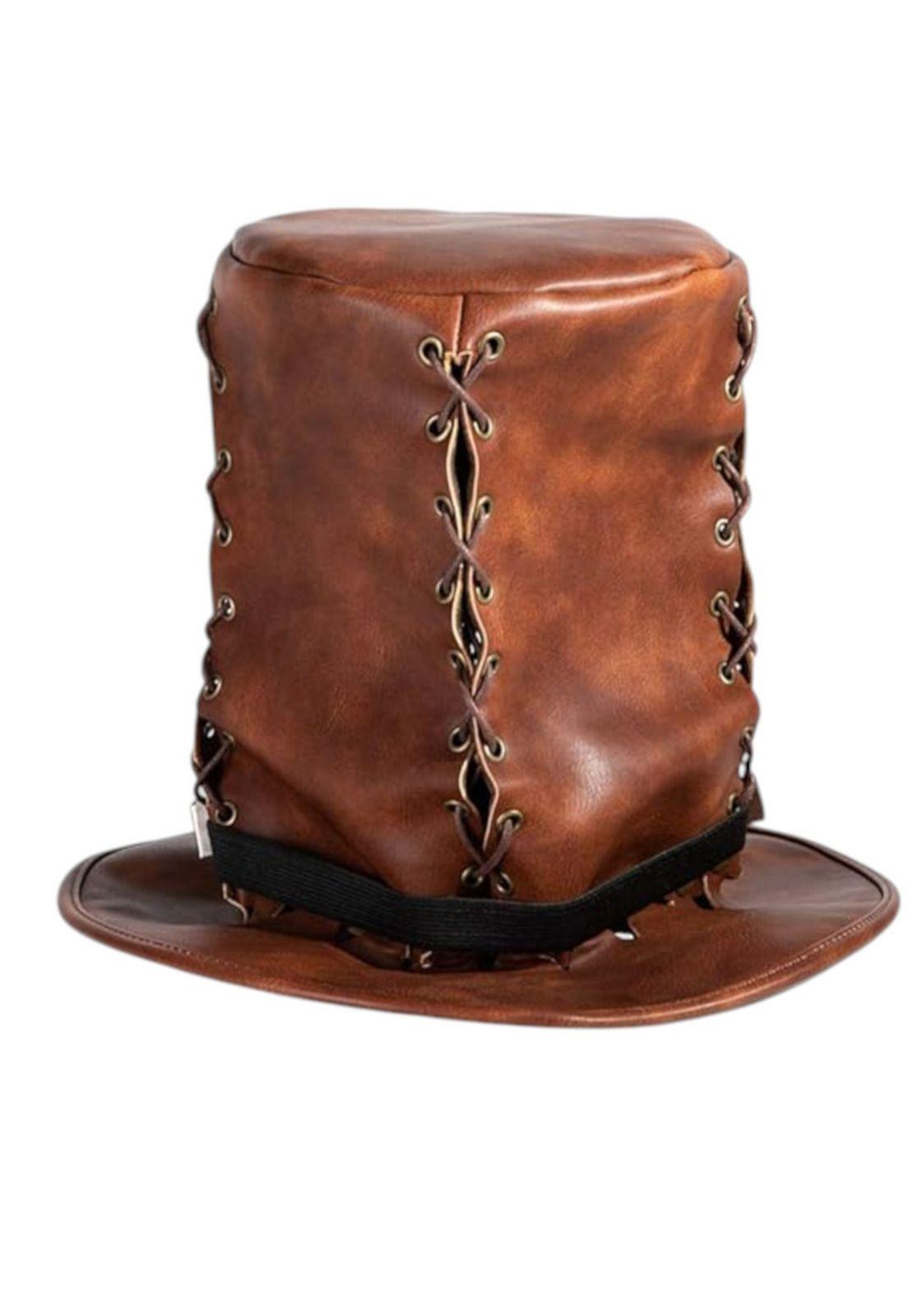 Sombrero Copa Disfraz SteamPunk Cuero Premium-2