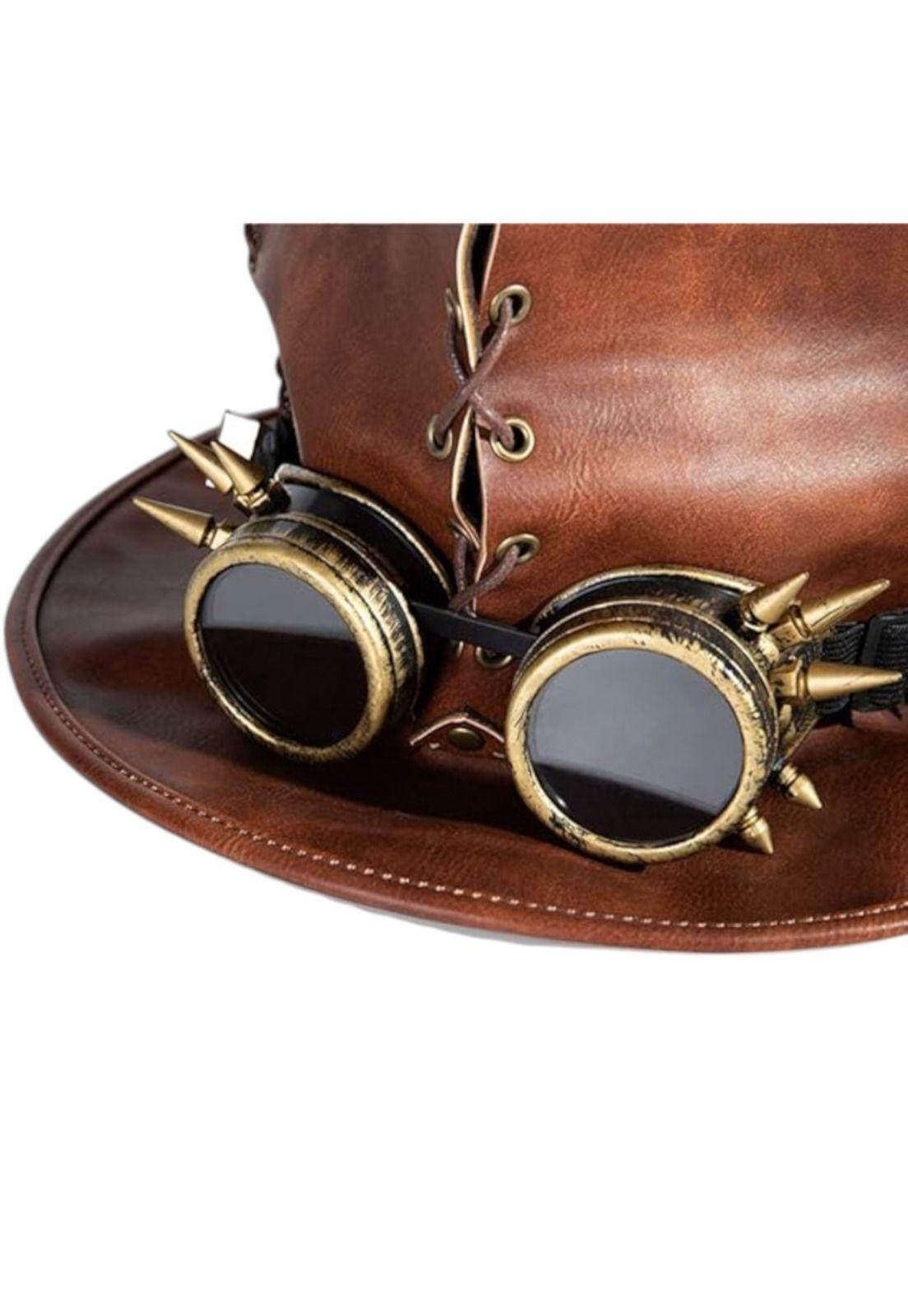 Sombrero Copa Disfraz SteamPunk Cuero Premium-3