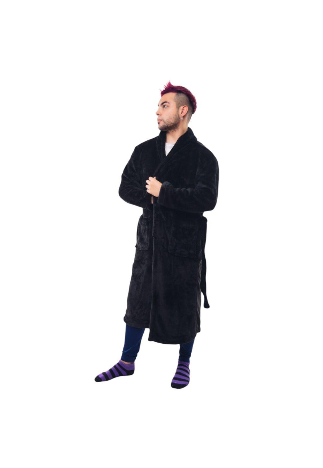 Bata Pijama Negra de Invierno De Polar Premium-3