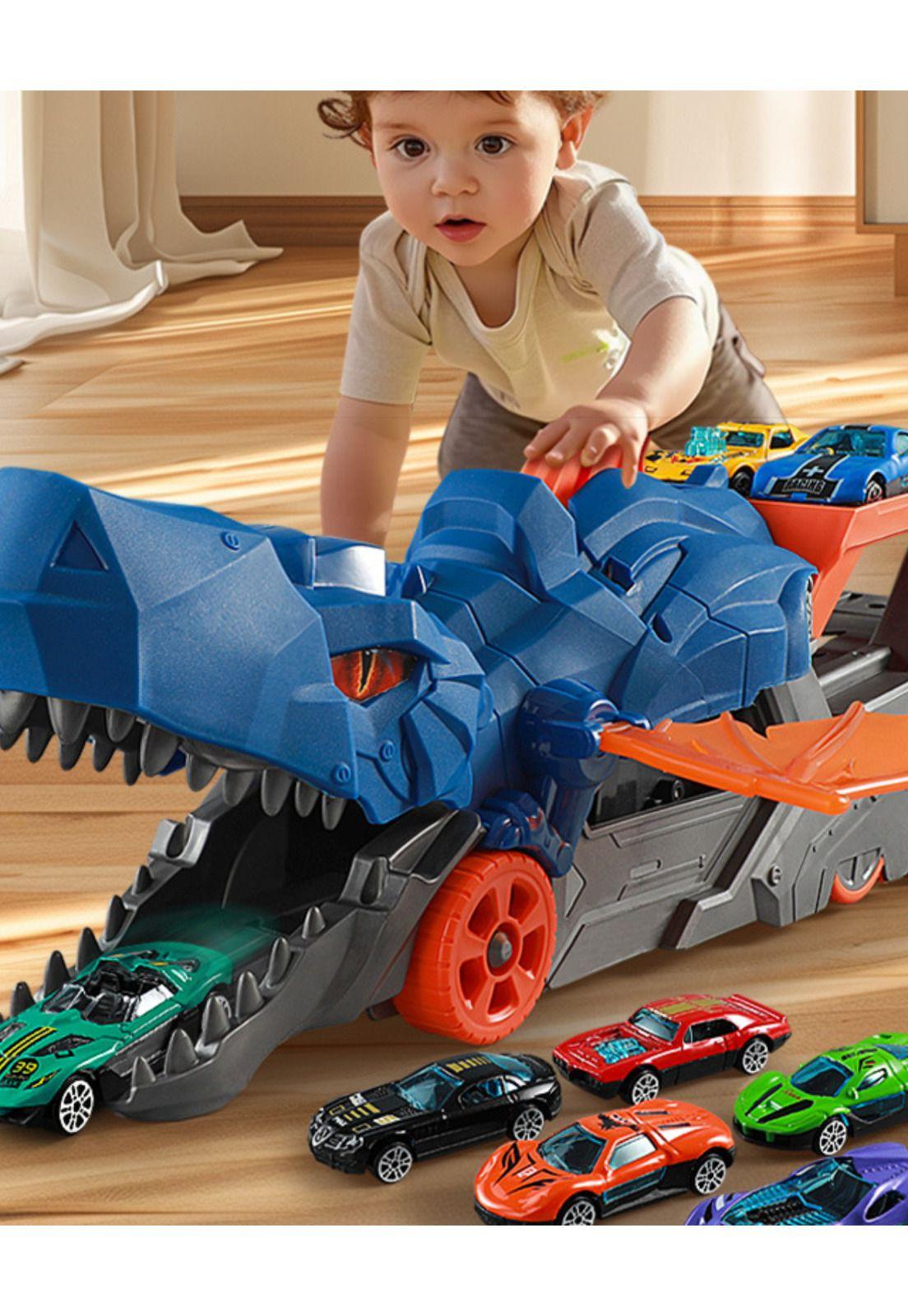 Camión Dinosaurio Juguete con Lanzador de Autos Infantil-4