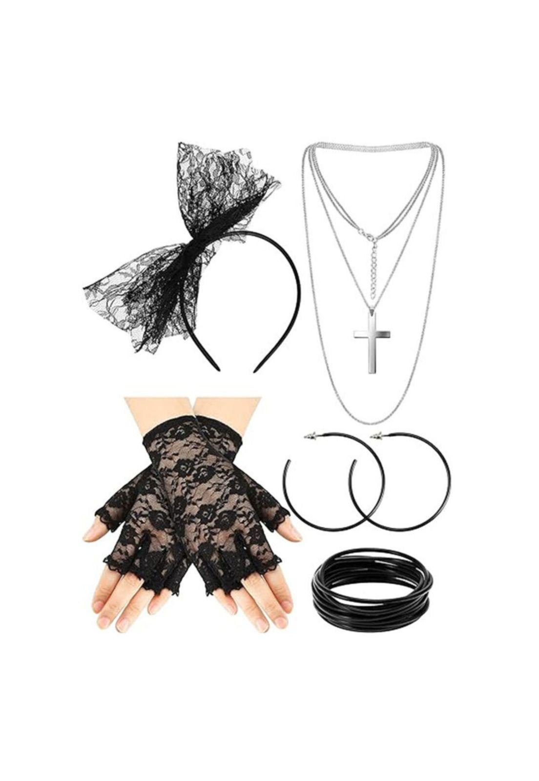 Set Disfraz Mujer Retro 5 Piezas Completo Años 80-0