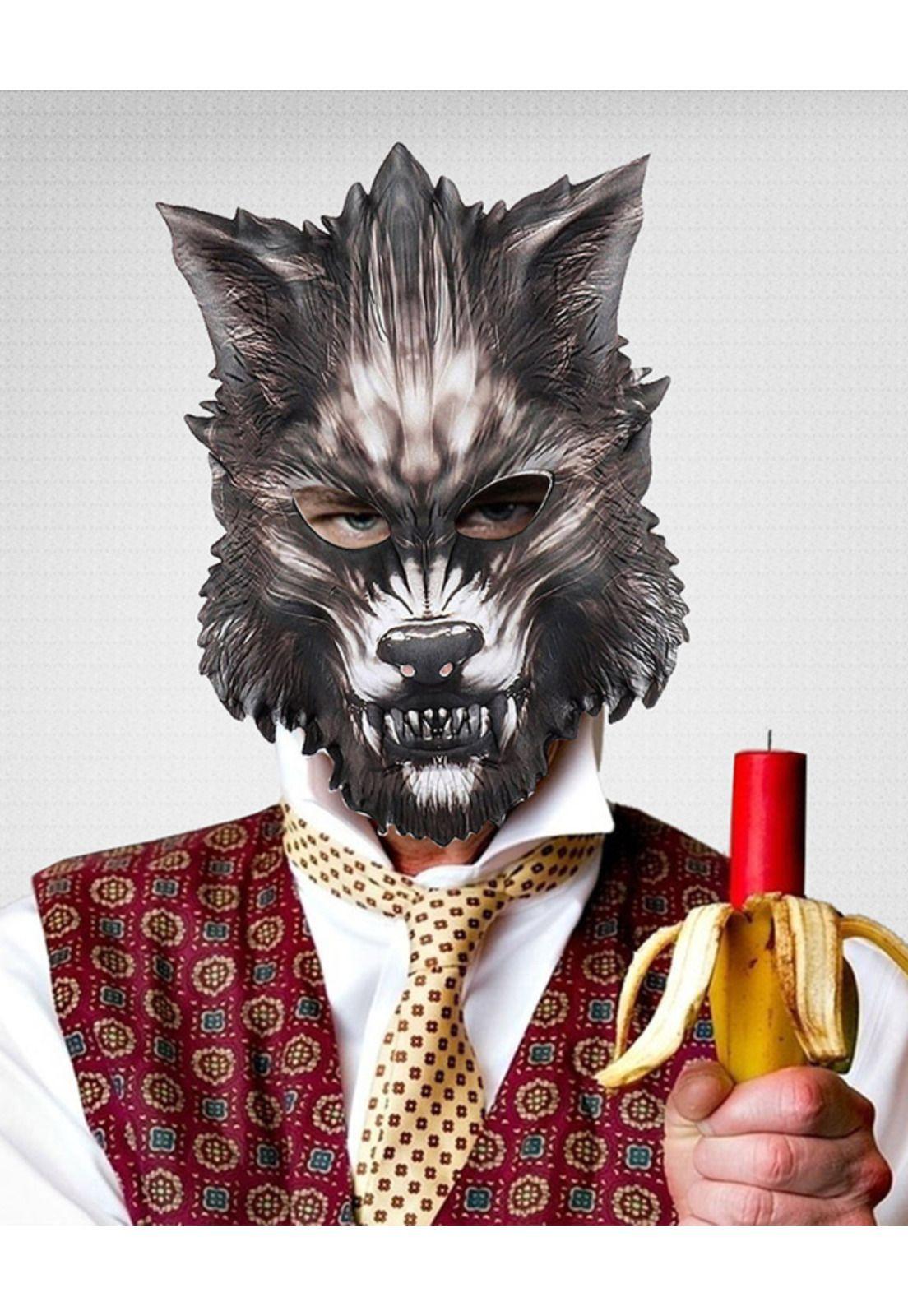 Máscara Lobo Realista Para Disfraz Cotillón Halloween-2