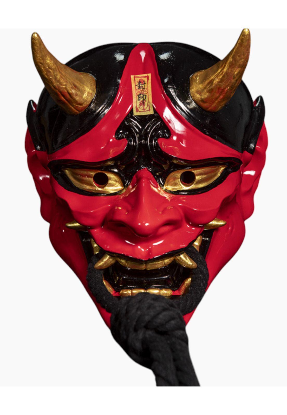 Máscara Japonesa Samurai Oni Cuernos Dorados Cosplay-3
