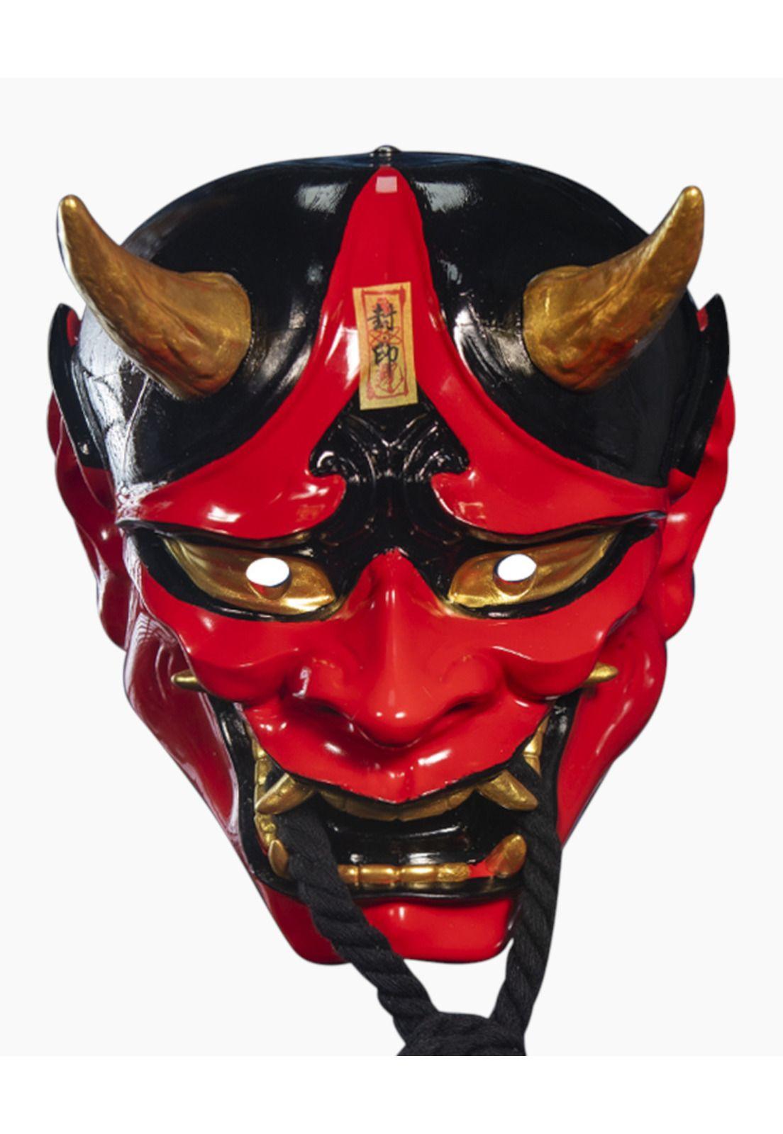 Máscara Japonesa Samurai Oni Cuernos Dorados Cosplay-4