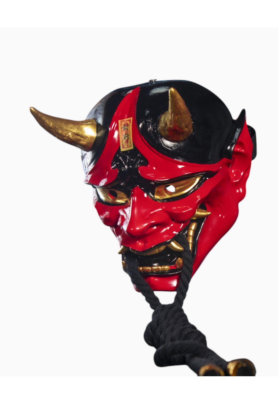 Máscara Japonesa Samurai Oni Cuernos Dorados Cosplay-5