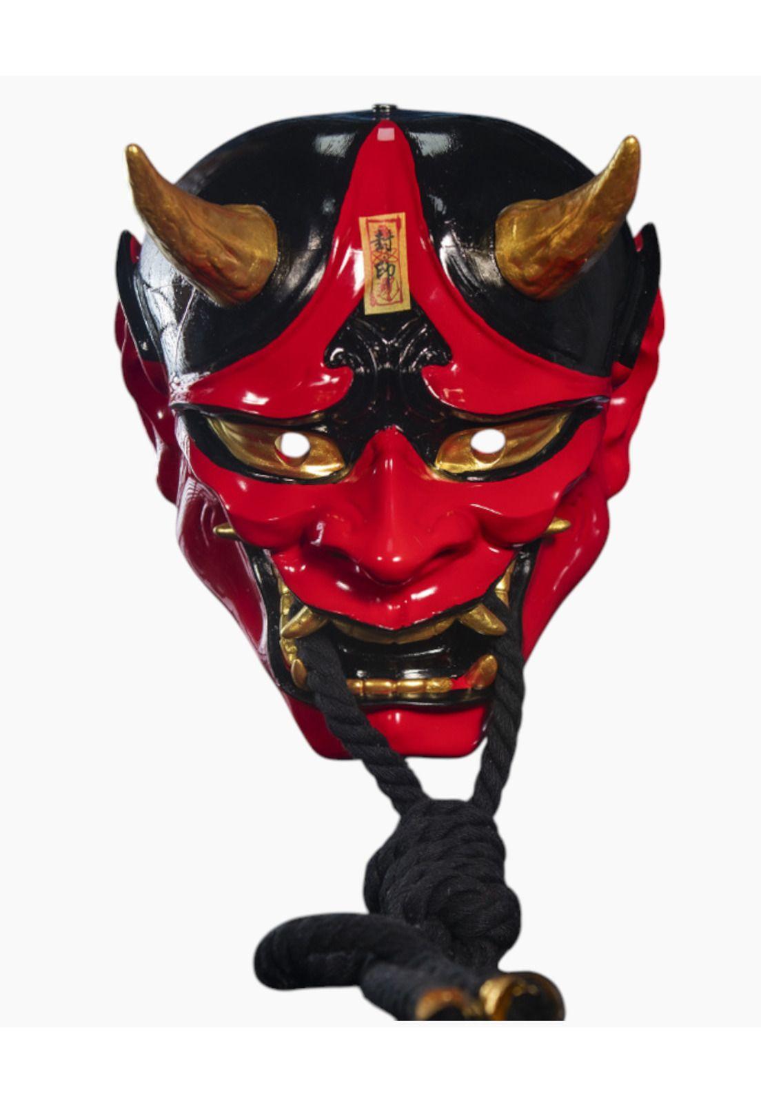 Máscara Japonesa Samurai Oni Cuernos Dorados Cosplay-6