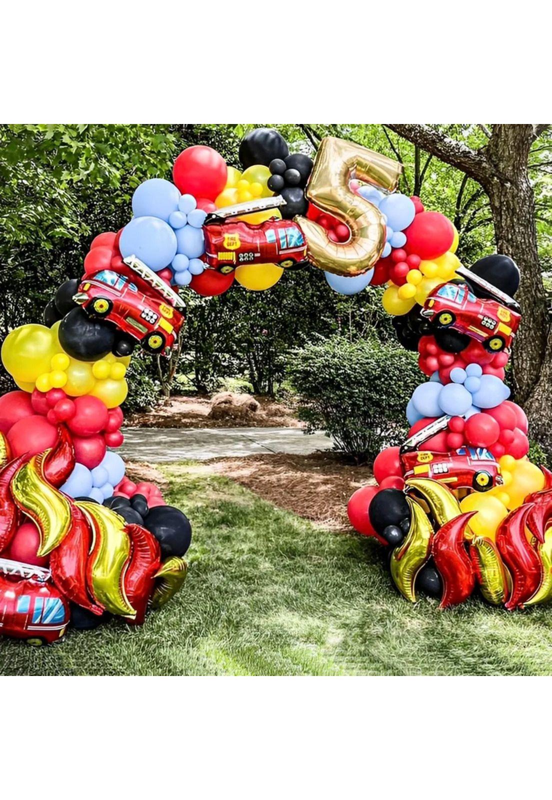 Pack Globos Decorativos De Látex Bombero Cotillon-2