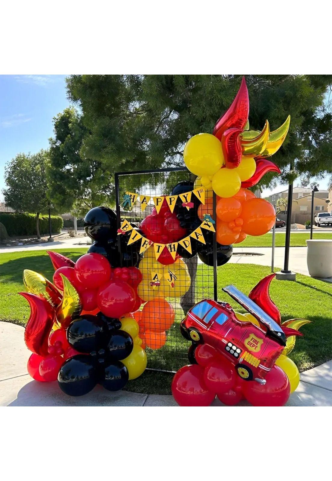 Pack Globos Decorativos De Látex Bombero Cotillon-3