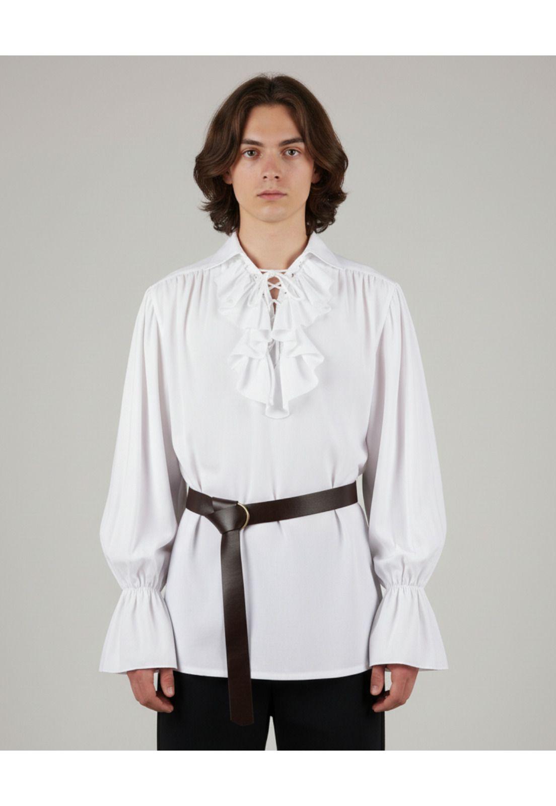 Camisa Disfraz Medieval Para Pirata Noble y Caballero Adulto Renacentista Hombre Halloween-2