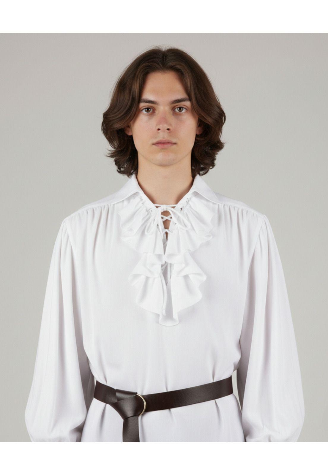 Camisa Disfraz Medieval Para Pirata Noble y Caballero Adulto Renacentista Hombre Halloween-5