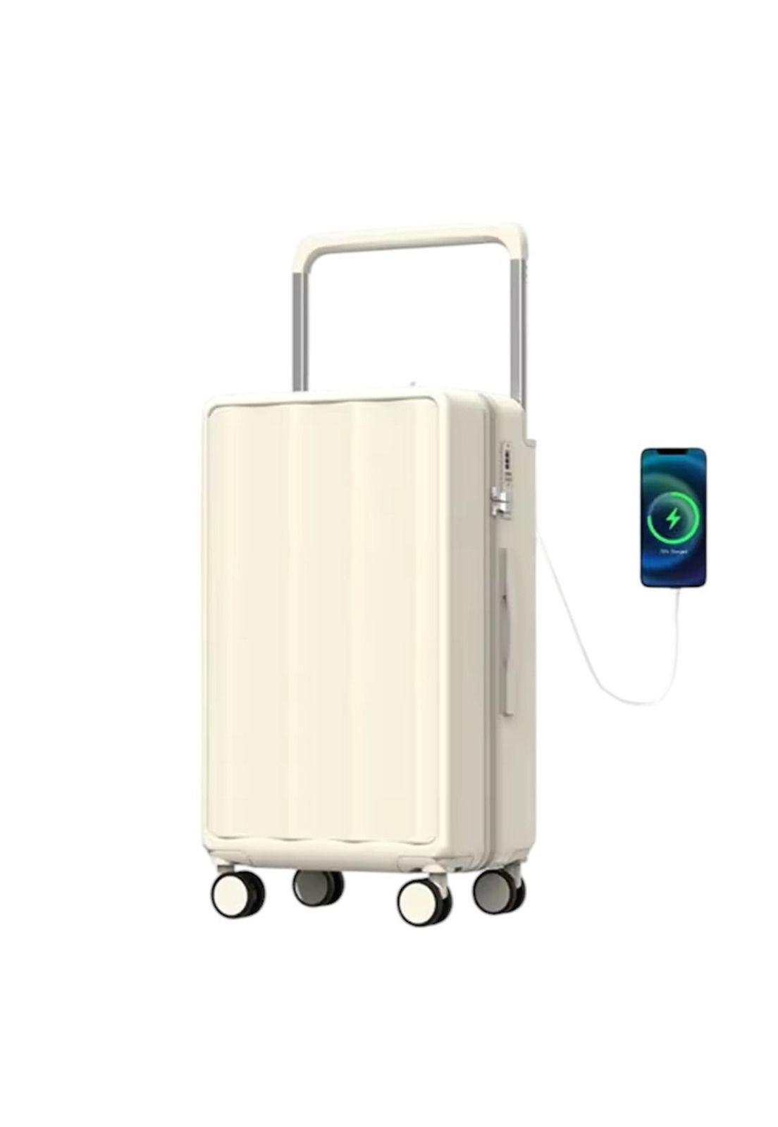 Maleta de Viaje Con Cargador 60 cm Blanco-0