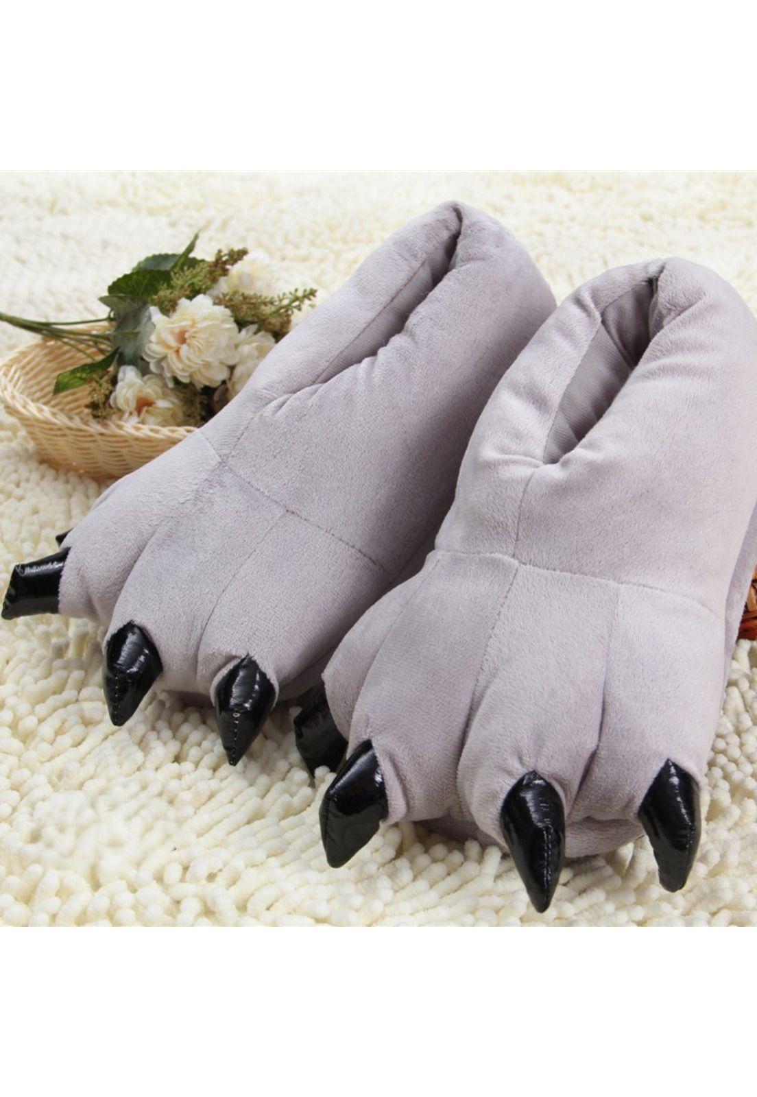 Pantuflas De Garra De Monstruo Suaves Y Cálidas Oso Infantil-2