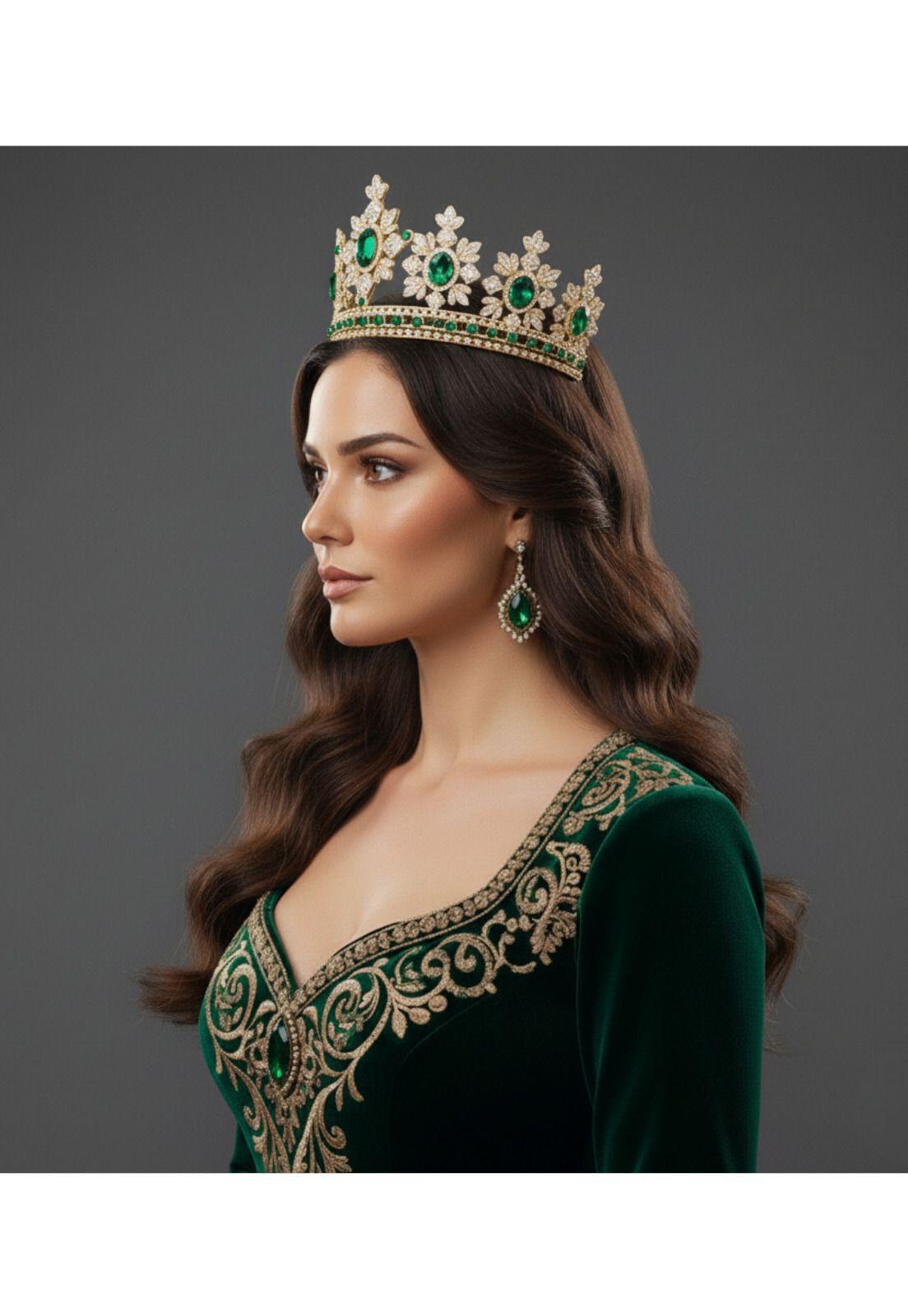 Corona Reina Dorada Piedras Adulto Disfraz Princesa Real-2