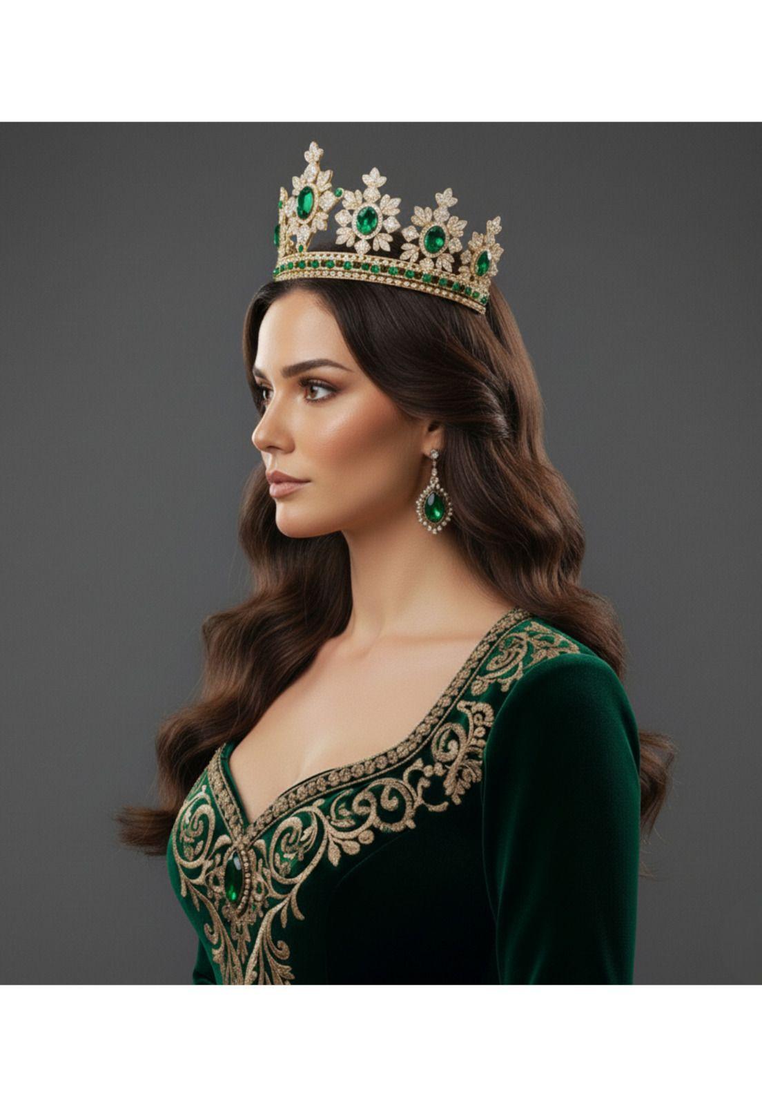 Corona Reina Dorada Piedras Adulto Disfraz Princesa Real-3