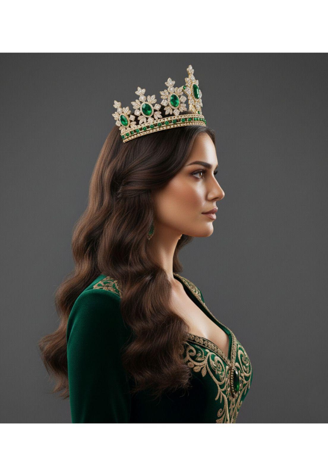 Corona Reina Dorada Piedras Adulto Disfraz Princesa Real-4